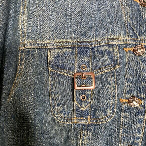 Vintage Faded Glory womens long sleeve denim jean button up dress y2k collar L - Picture 7 of 13